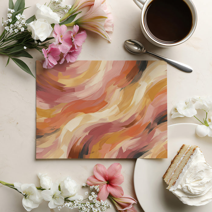 Warm Terracotta Abstract Brushstroke Wallpaper, Artisan Fluid Paint Wall Mural, Luxury Earthy Tone Decor for bedroom