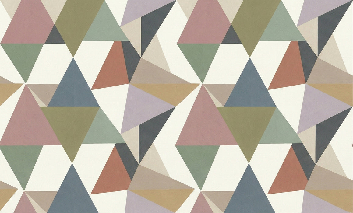 Modern Triangle Mosaic Wallpaper, Geometric Nordic Wall Mural, Muted Earth Tone Pattern for Bedroom