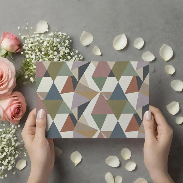 Modern Triangle Mosaic Wallpaper, Geometric Nordic Wall Mural, Muted Earth Tone Pattern for Bedroom