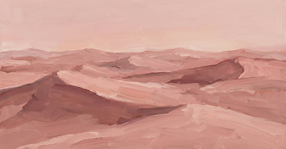 Abstract Pink Desert Dunes Wallpaper, Impasto Sandscape Wall Mural, Modern Earthy Tone Decor for Living Room