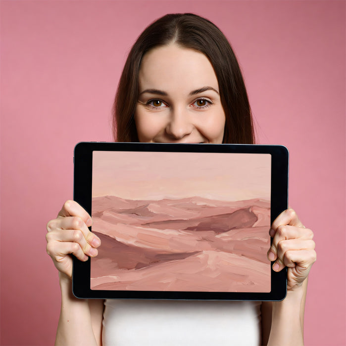 Abstract Pink Desert Dunes Wallpaper, Impasto Sandscape Wall Mural, Modern Earthy Tone Decor for Living Room