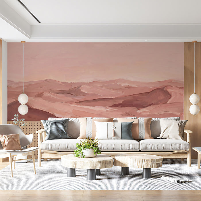 Abstract Pink Desert Dunes Wallpaper, Impasto Sandscape Wall Mural, Modern Earthy Tone Decor for Living Room