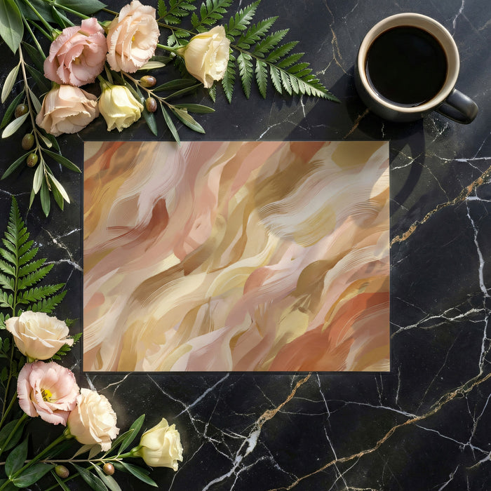 Golden Sand Motion Abstract Wallpaper, Fluid Warm Earth Wall Mural, Elegant Swirl Texture for Bedroom