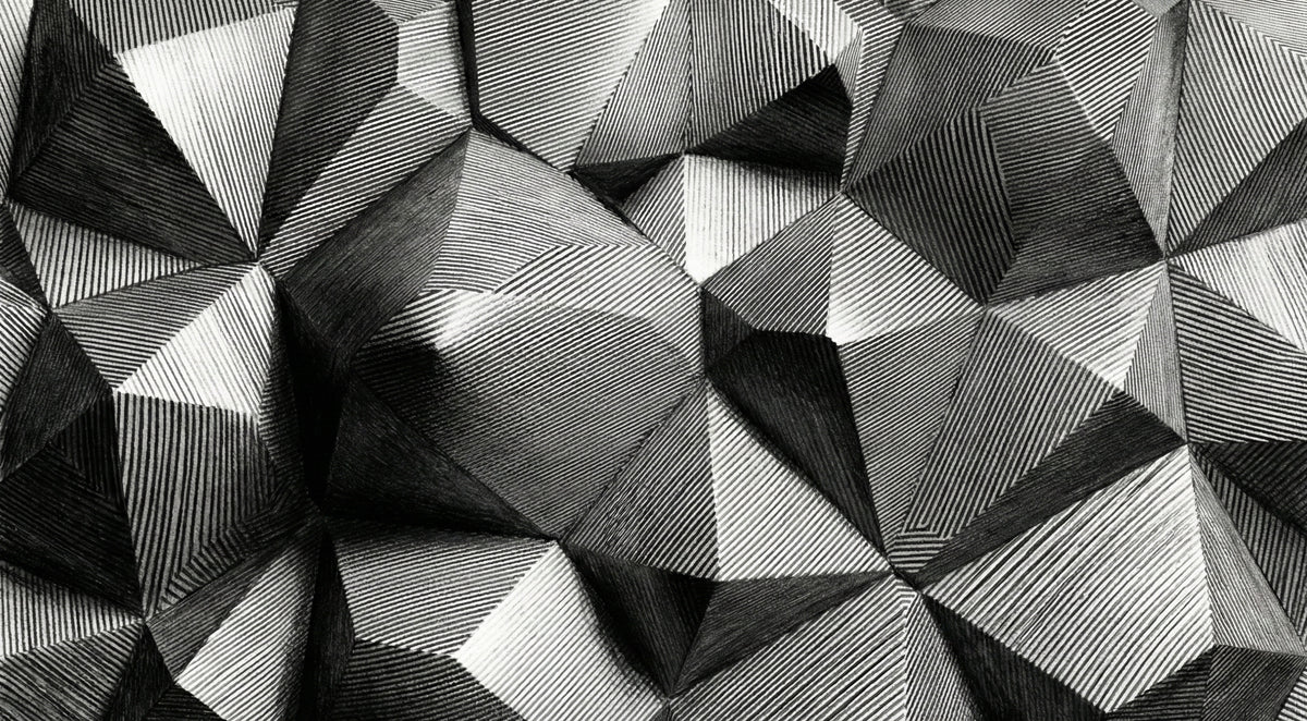 3D Geometric Diamond Wallpaper, Monochrome Architectural Wall Mural, Optical Illusion Texture Decor