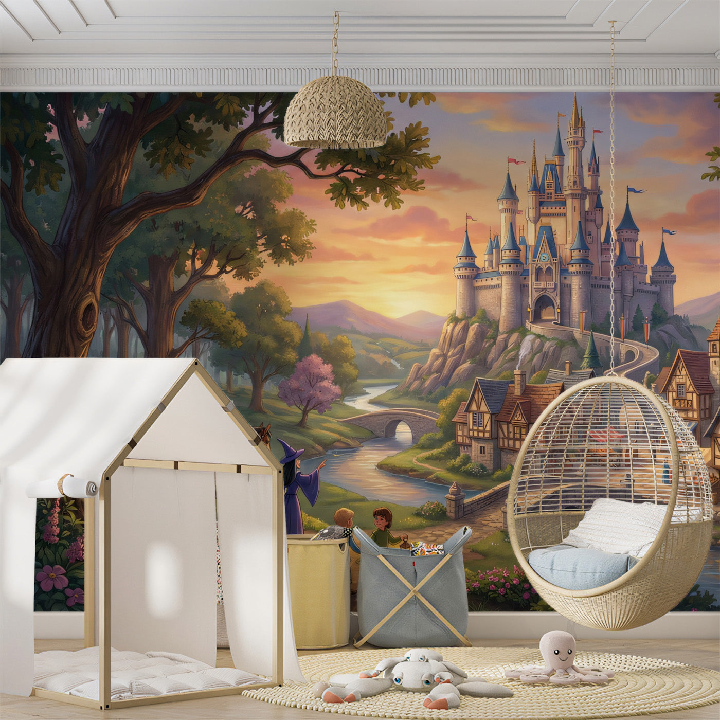 Fairytale Kingdom Mural Wallpaper | Magical Storybook Decor — Vivawalls ...