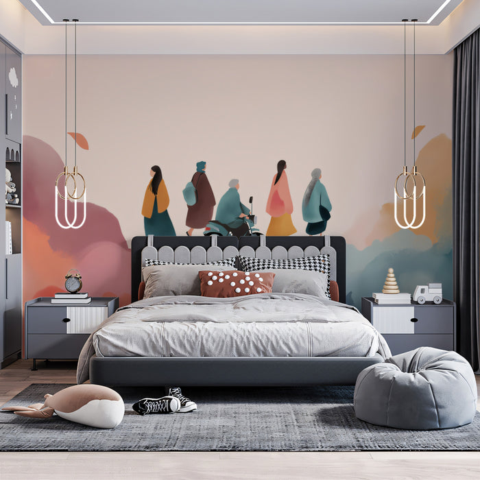 Ethereal Watercolor Cloud Journey Wallpaper | Abstract Pastel Wall Mural | Dreamy Travelers Aesthetic Room Decor