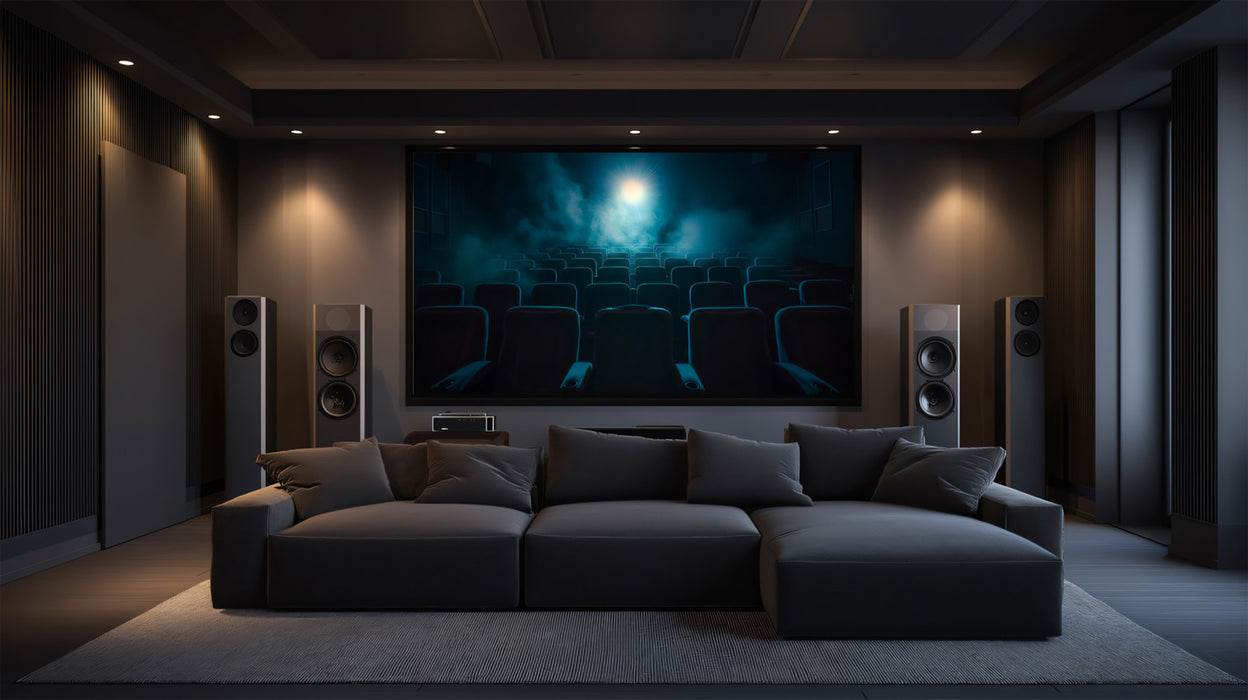 Cinematic Movie Theater Wallpaper, Atmospheric Empty Cinema Wall Mural, Mystery Lighting Decor for Media Room