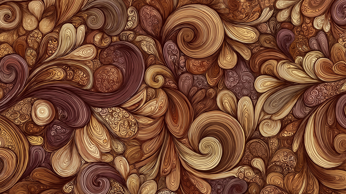 Intricate Paisley Swirl Wallpaper, Warm Copper Organic Wall Mural, Art Nouveau Texture Decor