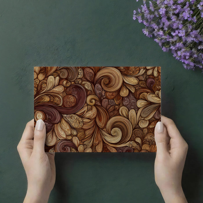 Intricate Paisley Swirl Wallpaper, Warm Copper Organic Wall Mural, Art Nouveau Texture Decor