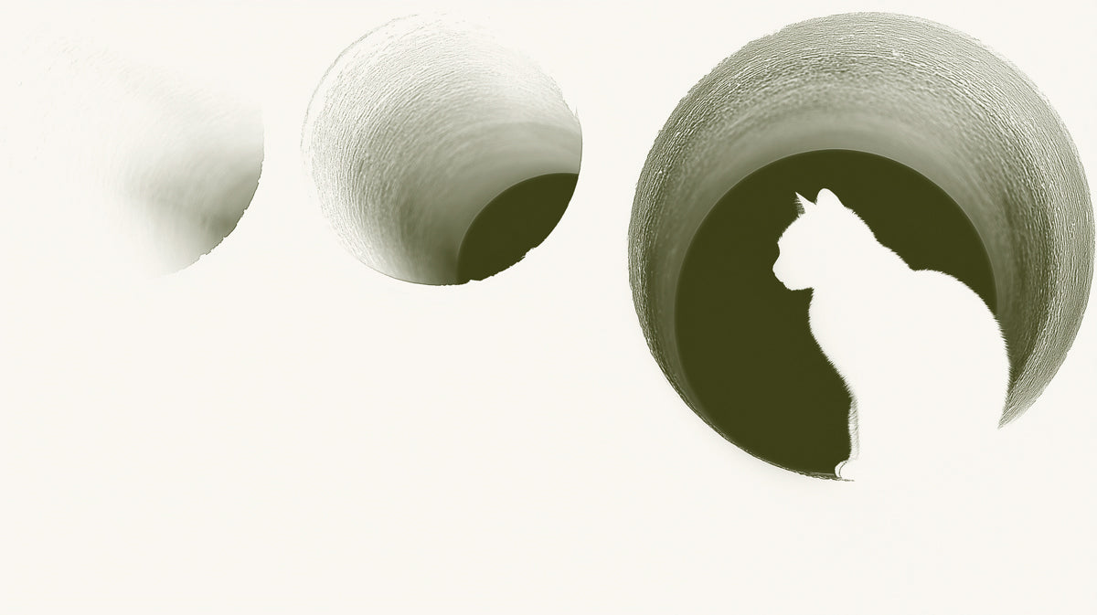 Minimalist Cat Silhouette Tunnel Wall Mural Custom Size, Peel and Stick or Non-Woven, Modern Abstract Wallpaper for Bedroom and Entryway