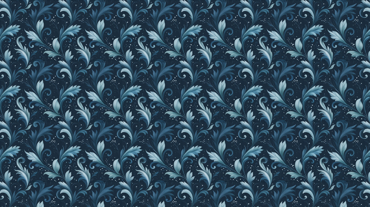 Elegant Blue Acanthus Leaf Damask Wall Mural Custom Size, Peel and Stick or Non-Woven, Classic Floral Pattern Wallpaper for Living Room