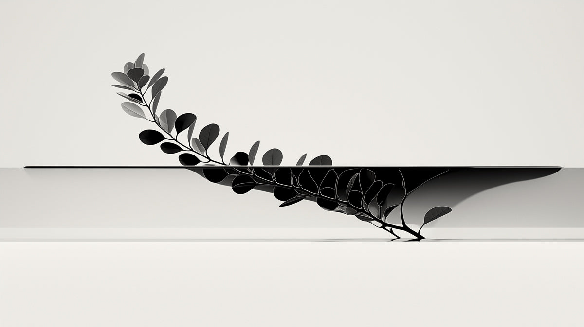 Minimalist Monochromatic Branch Wall Mural Custom Size, Peel and Stick or Non-Woven, Modern Abstract Botanical Wallpaper for Office Bedroom