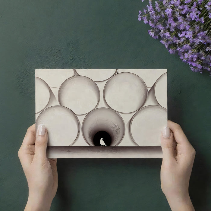 Conceptual Industrial Pipes and Bird Wall Mural Custom Size, Peel and Stick or Non-Woven, Minimalist Geometric Wallpaper for Study or Bathroom