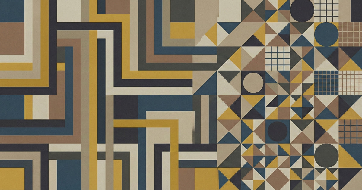 Mid-Century Modern Geometric Maze Wall Mural Custom Size, Peel and Stick or Non-Woven, Retro Abstract Pattern Wallpaper for Office or Living Room