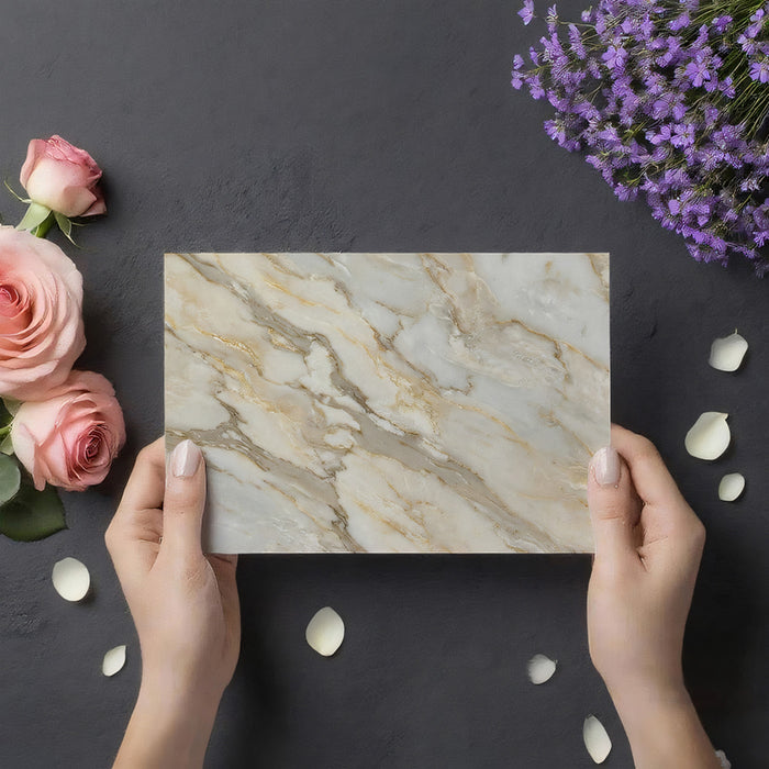 Warm Cream and Gold Marble Texture Wall Mural Custom Size, Peel and Stick or Non-Woven, Classic Elegant Stone Wallpaper for a Study or Bedroom