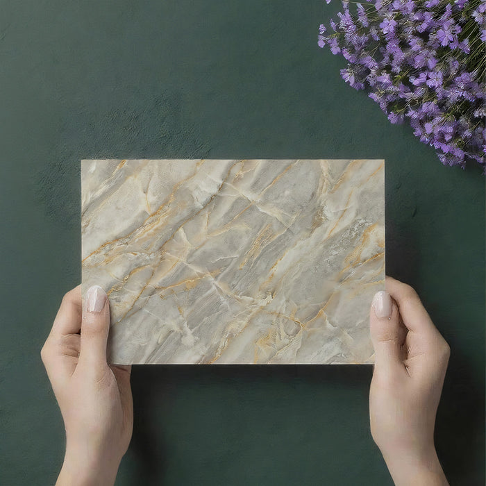 Elegant Light Grey and Gold Marble Wall Mural Custom Size, Peel and Stick or Non-Woven, Luxurious Stone Texture Wallpaper for Living Room or Exibition Hall