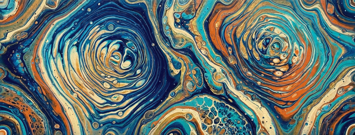 Vibrant Fluid Art Blue and Orange Swirls Wall Mural Custom Size, Peel and Stick or Non-Woven, Modern Abstract Paint Wallpaper for Entryway