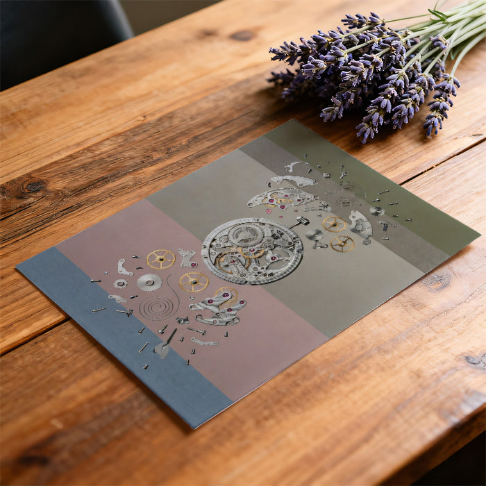 Modern Exploded Watch Movement Knolling Wall Mural Custom Size, Peel and Stick or Non-Woven, Industrial Mechanical Wallpaper for Bedroom or Study