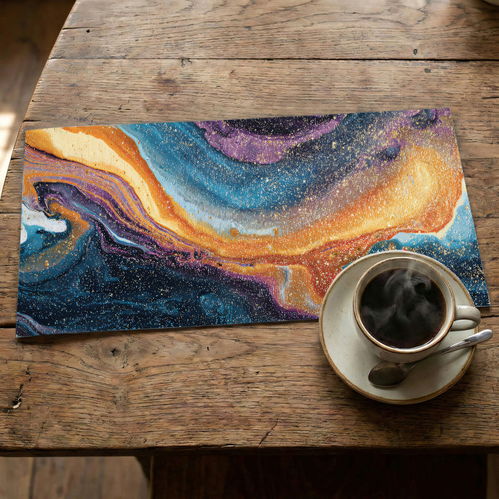 Vibrant Cosmic Fluid Art Wall Mural Custom Size, Peel and Stick or Non-Woven, Abstract Galaxy Paint Wallpaper for Bar or Studio