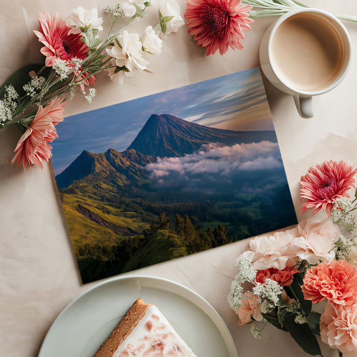 Lush Green Mountain Range Wallpaper, Panoramic Nature Landscape Mural, Biophilic Design Wall Decor, Custom Fit Peel and Stick Mural