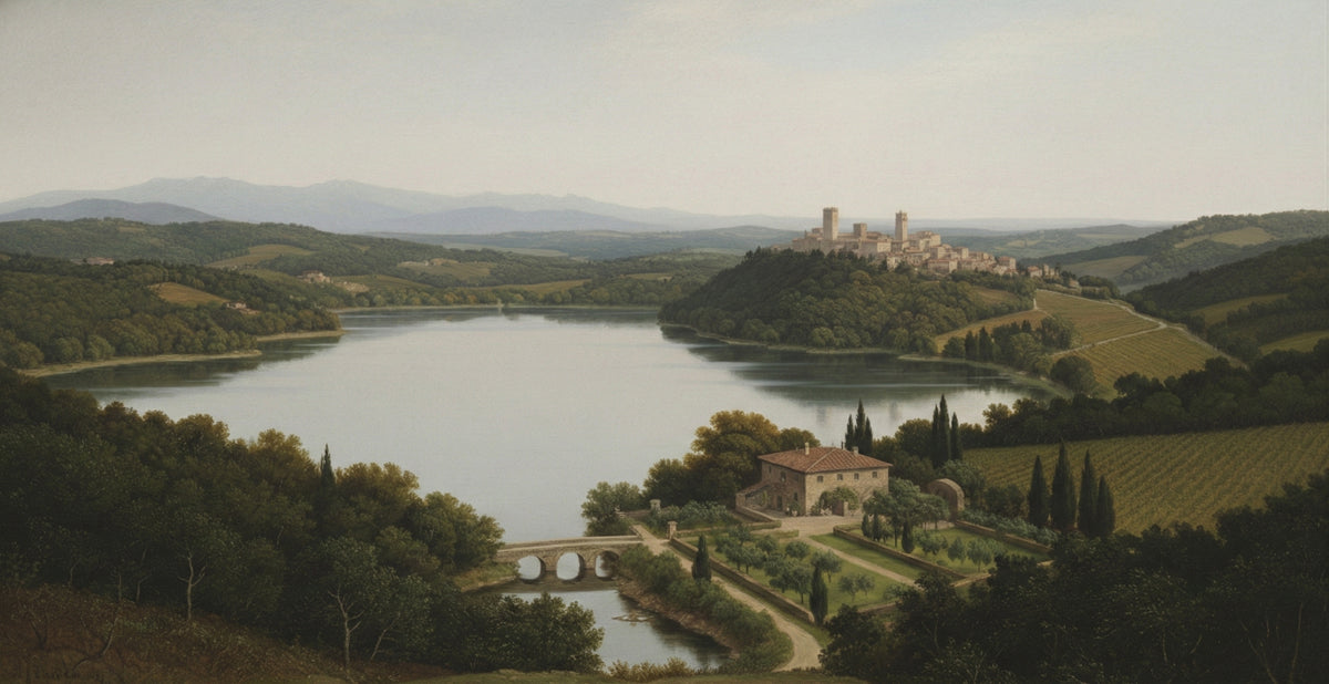 Classical Italian Landscape Wallpaper, Oil Painting Style Wall Mural, Tuscany Vineyard Decor, Custom Large Scale Peel and Stick Art