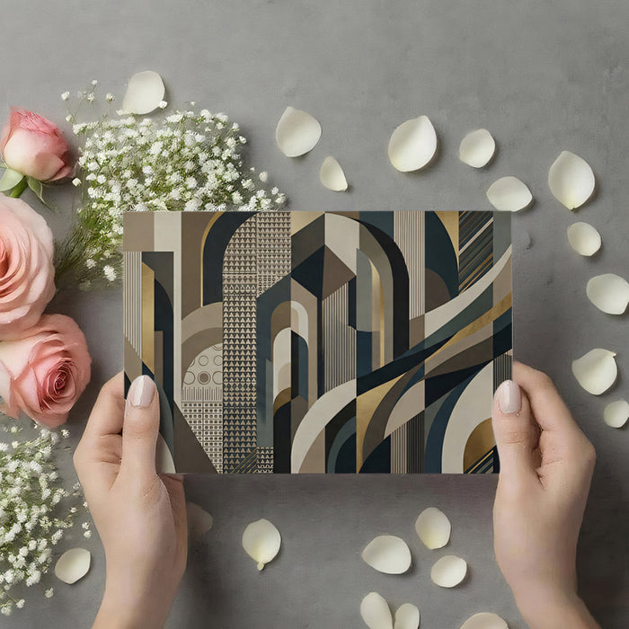 Modern Art Deco Geometric Wallpaper, Abstract Architectural Wall Mural, Mid-Century Modern Decor, Custom Size Peel and Stick