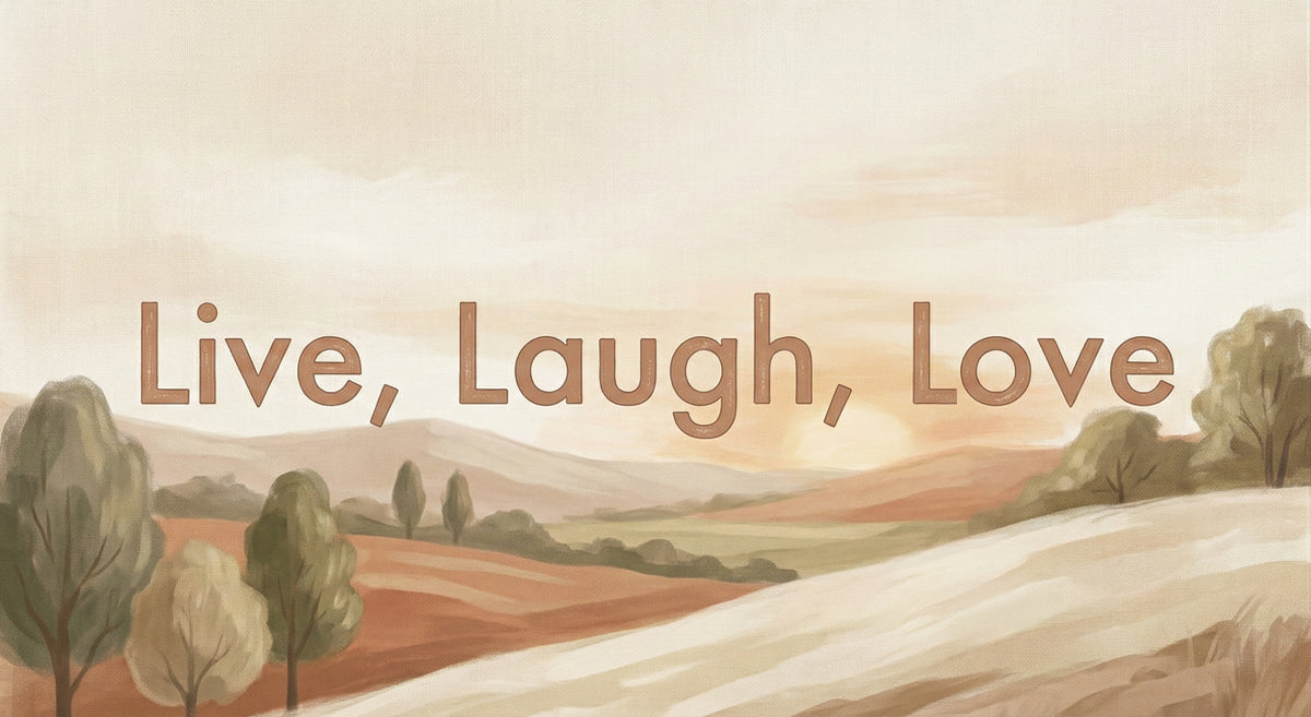 "Live, Laugh, Love" Landscape Wallpaper, Warm Earth Tone Quote Mural, Inspirational Wall Decor, Custom Size Peel and Stick Typography