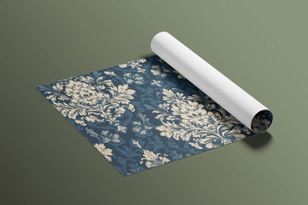 Grand Navy Blue Damask Wallpaper, Ornate Symmetrical Mural, Luxury Victorian Wall Decor, Custom Size Premium Peel and Stick Fabric