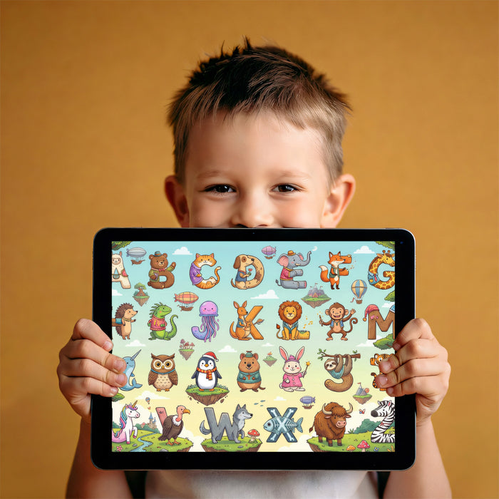 Animal Alphabet Kids Wallpaper, Educational ABC Wall Mural, Whimsical Nursery Decor, Custom Size Peel and Stick Learning Wall Art