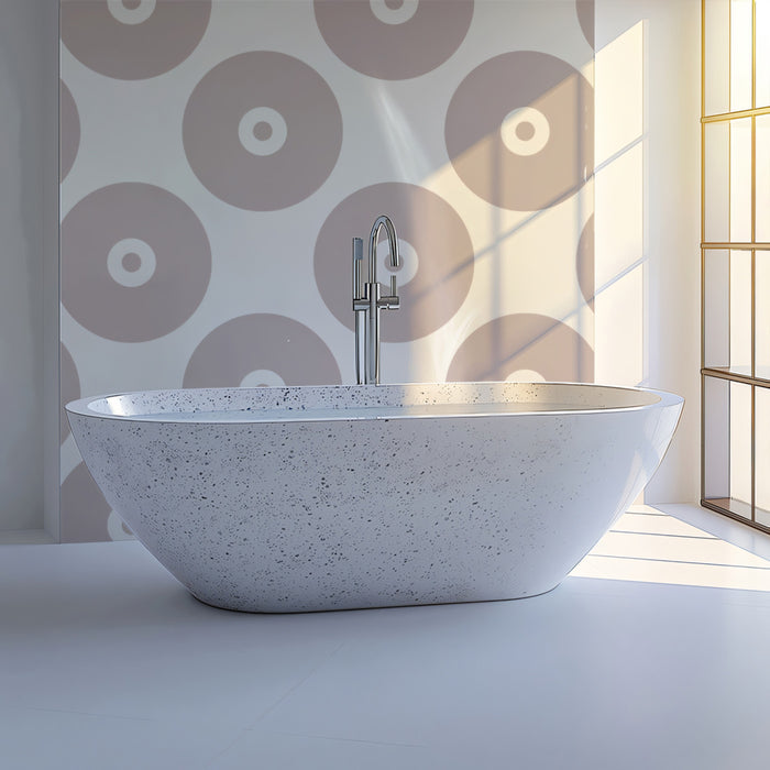 Minimalist Beige Circle Wallpaper, Modern Polka Dot Mural, Neutral Scandi Wall Decor, Custom Size Premium Peel and Stick Pattern