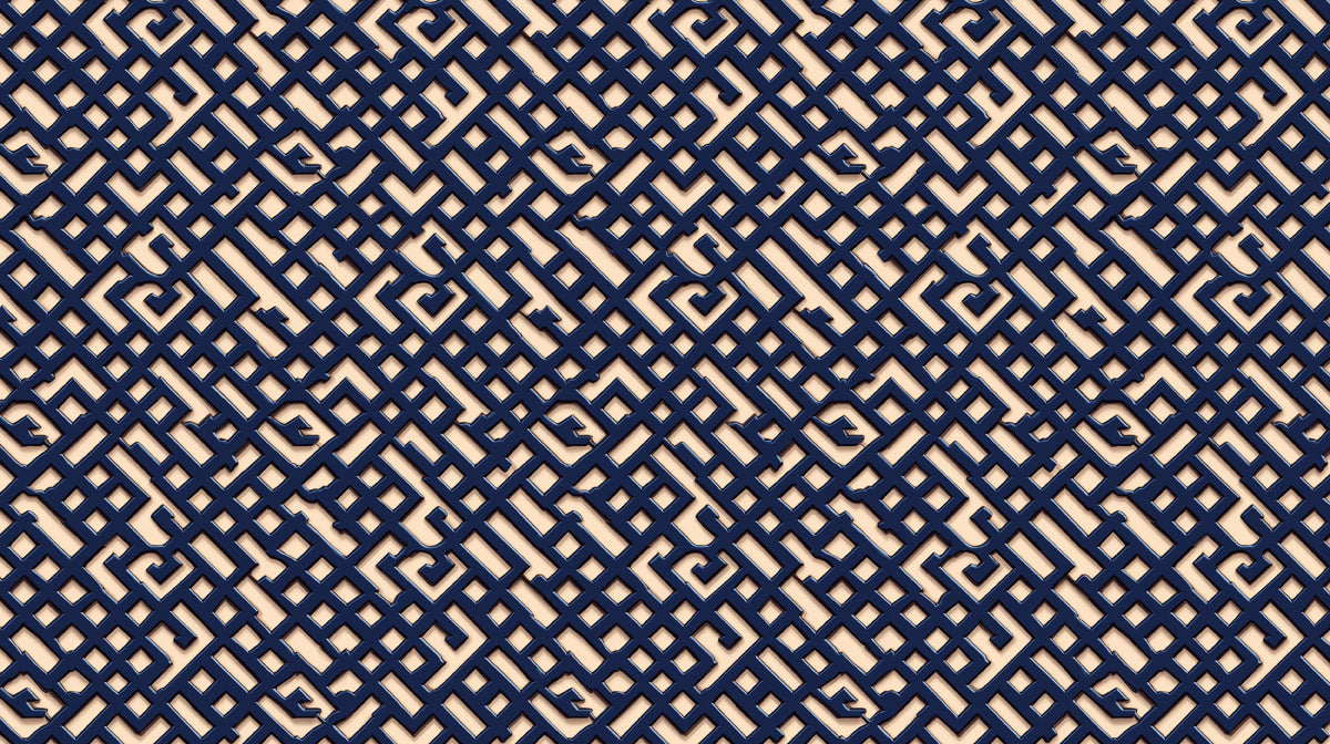Navy Blue Lattice Wallpaper, Geometric Moroccan Pattern Mural, Islamic Inspired Wall Decor, Custom Size Premium Peel and Stick