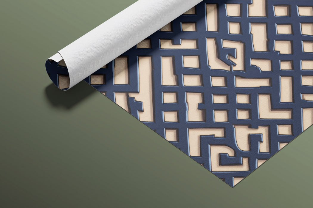 Navy Blue Lattice Wallpaper, Geometric Moroccan Pattern Mural, Islamic Inspired Wall Decor, Custom Size Premium Peel and Stick