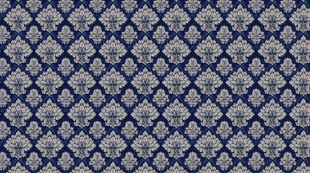Royal Navy Blue Damask Wallpaper, Ornate Luxury Wall Mural, Classic Victorian Decor, Custom Size Peel and Stick Fabric Wall Art