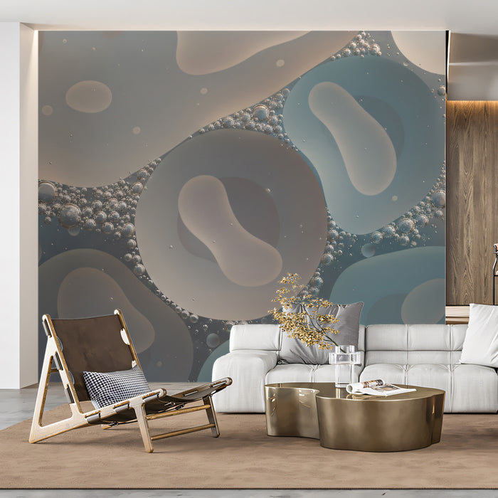 Abstract Earth Tone Fluid Wallpaper, Macro Liquid Bubble Mural, Modern Serene Wall Decor, Custom Size Peel and Stick or Premium Non-Woven