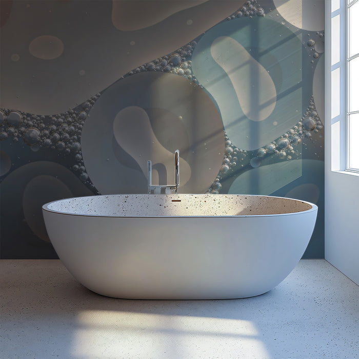 Abstract Earth Tone Fluid Wallpaper, Macro Liquid Bubble Mural, Modern Serene Wall Decor, Custom Size Peel and Stick or Premium Non-Woven