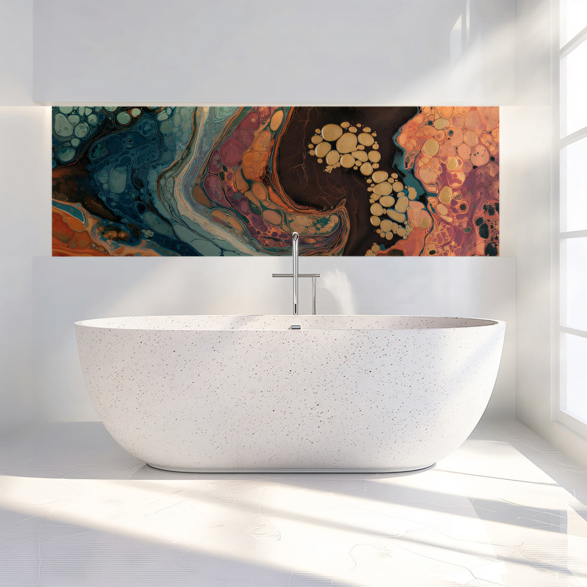 View of Large 3D Textured Framed Abstract Wall Art for Living Room, 3 Piece ...