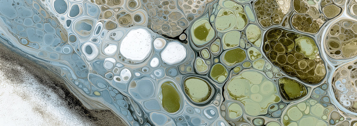 Muted Green and Grey Fluid Wallpaper, Abstract Marble Cell Mural, Soothing Neutral Wall Decor, Custom Size Premium Peel and Stick Fabric