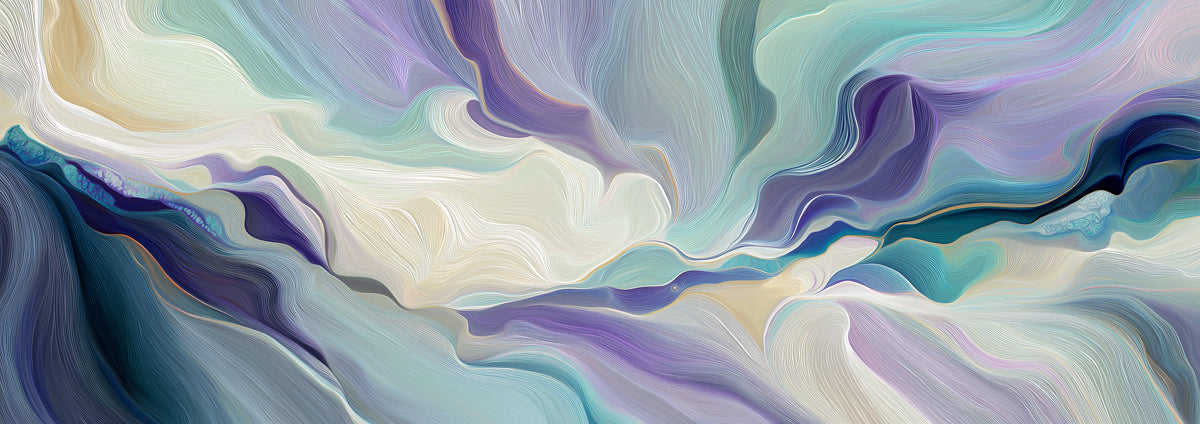 Soft Flowing Wavy Wallpaper, Muted Blue and Purple Fluid Mural, Serene Modern Wall Decor, Custom Size Premium Peel and Stick Fabric