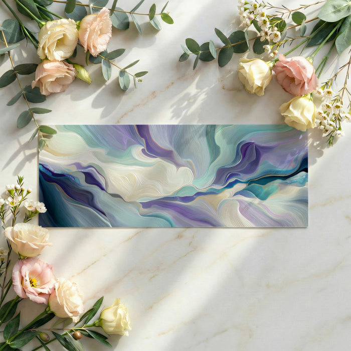 Soft Flowing Wavy Wallpaper, Muted Blue and Purple Fluid Mural, Serene Modern Wall Decor, Custom Size Premium Peel and Stick Fabric