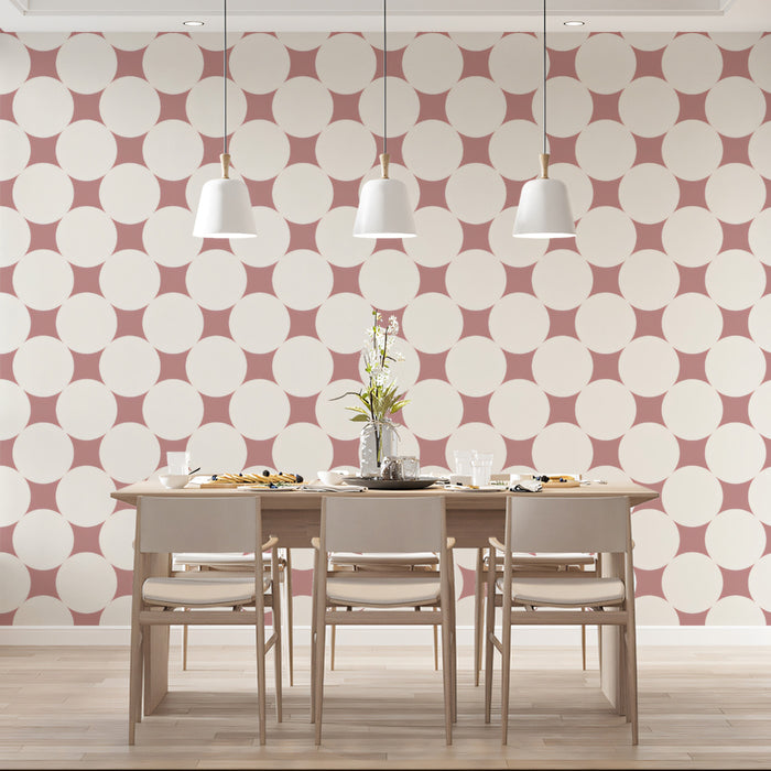 Minimalist Polka Dot Mural Wallpaper | Mauve & Off-White