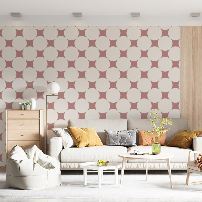 Minimalist Polka Dot Mural Wallpaper | Mauve & Off-White