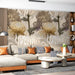 Sophisticated living room with vintage floral wallpaper and dark wood furniture
