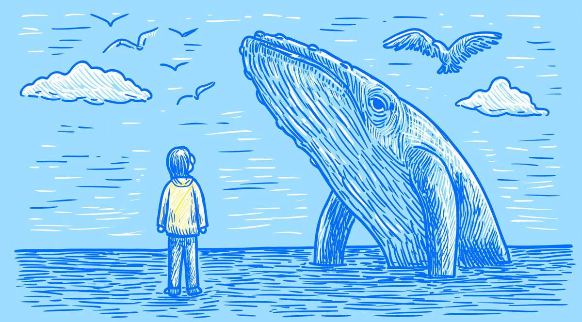 Hand-Drawn Sketch Mural Wallpaper | Blue Ocean Voyage