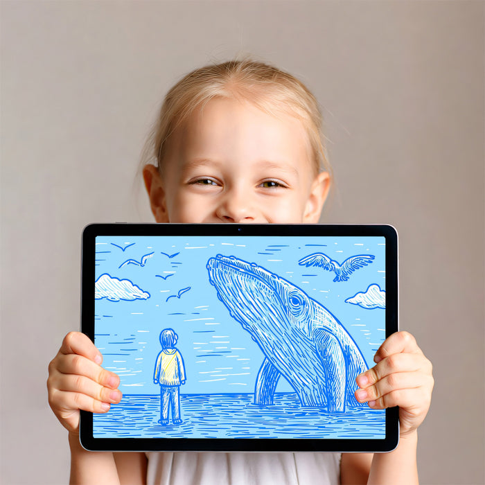 Hand-Drawn Sketch Mural Wallpaper | Blue Ocean Voyage