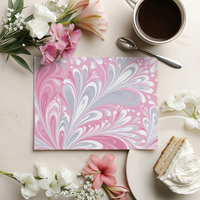 Fluid Marble Mural Wallpaper | Pink & Grey Swirls