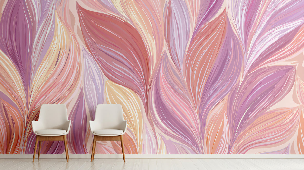 Abstract Floral Mural Wallpaper | Pastel Flowing Petals