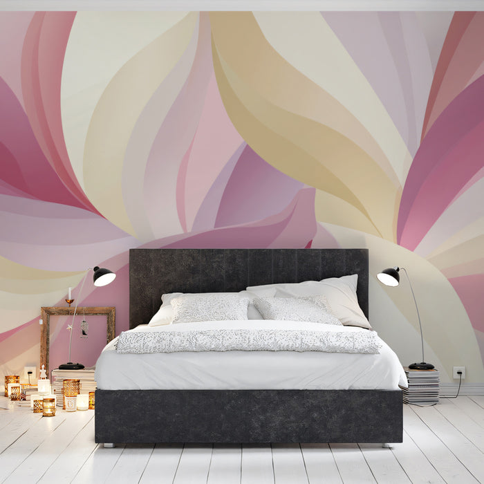 Abstract Minimalist Mural Wallpaper | Dusty Rose & Cream Layers