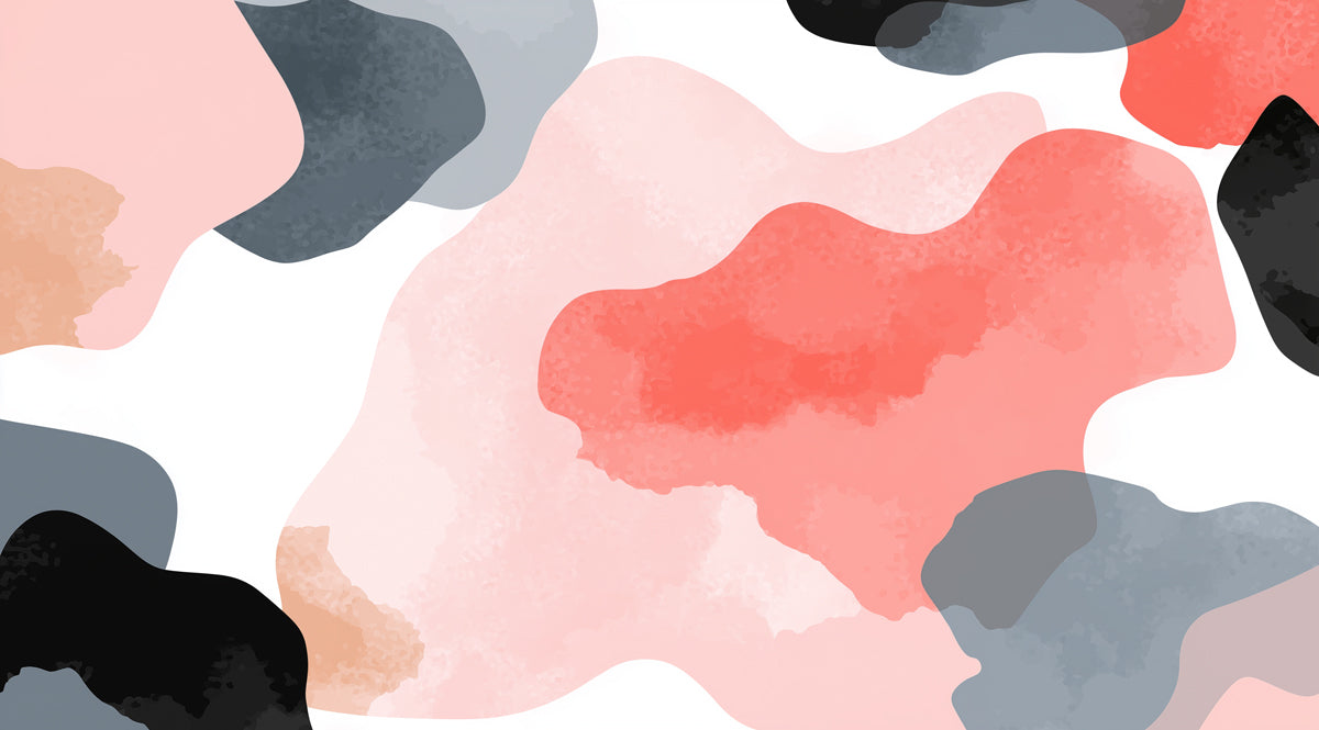 Abstract Watercolor Mural Wallpaper | Coral & Charcoal Shapes
