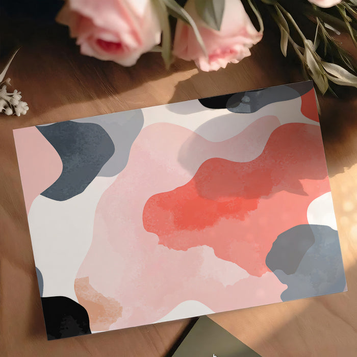 Abstract Watercolor Mural Wallpaper | Coral & Charcoal Shapes