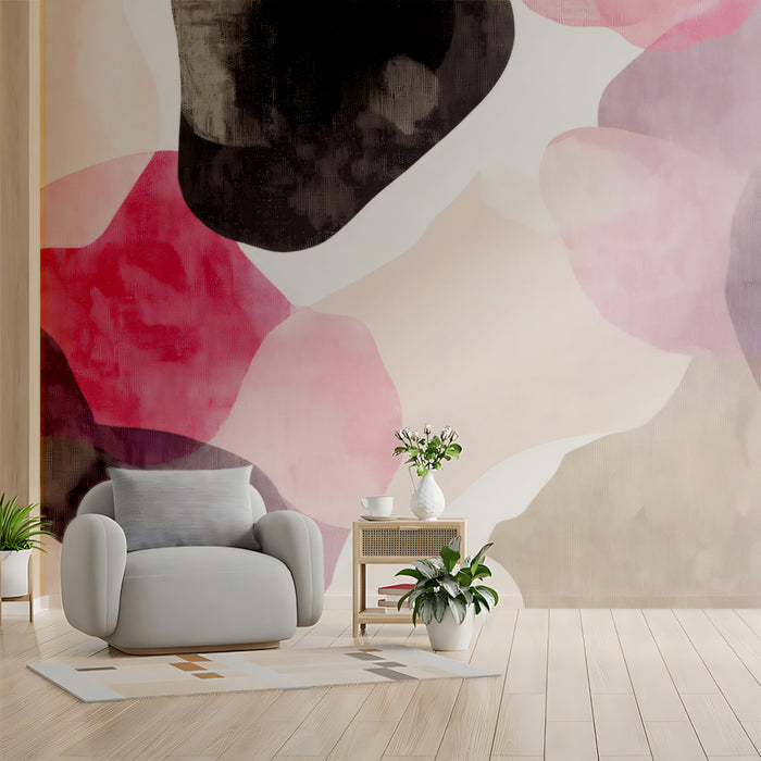 Abstract Textured Mural Wallpaper | Magenta & Earth Collage